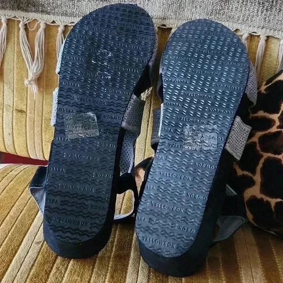 Yellowbox Platform Women’s Mesh Suede Gray Black Wedge Sandals sz 11 - Picture 5 of 15